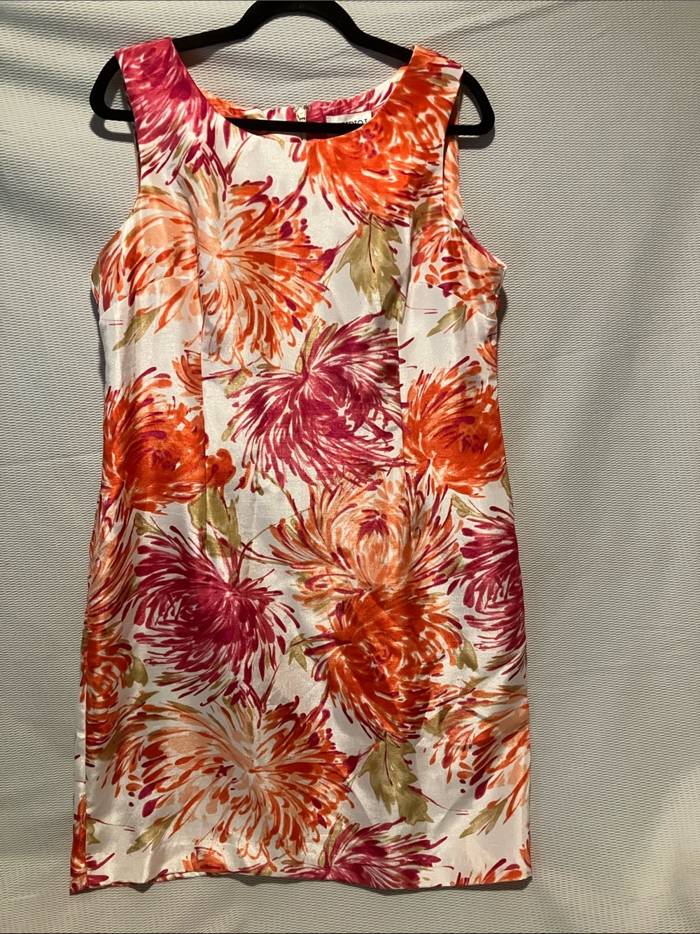 Studio One Floral Sleeveless Midi Dress in Orange, Pink & Cream